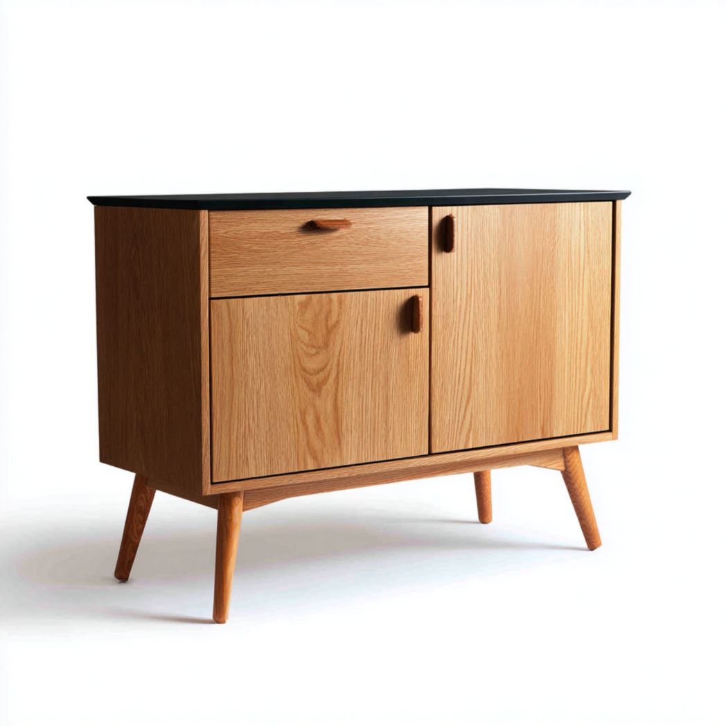 Sideboard aus Holz für das Wohnzimmer mit zwei Türen und einer Schublade 80 x 40 x 75