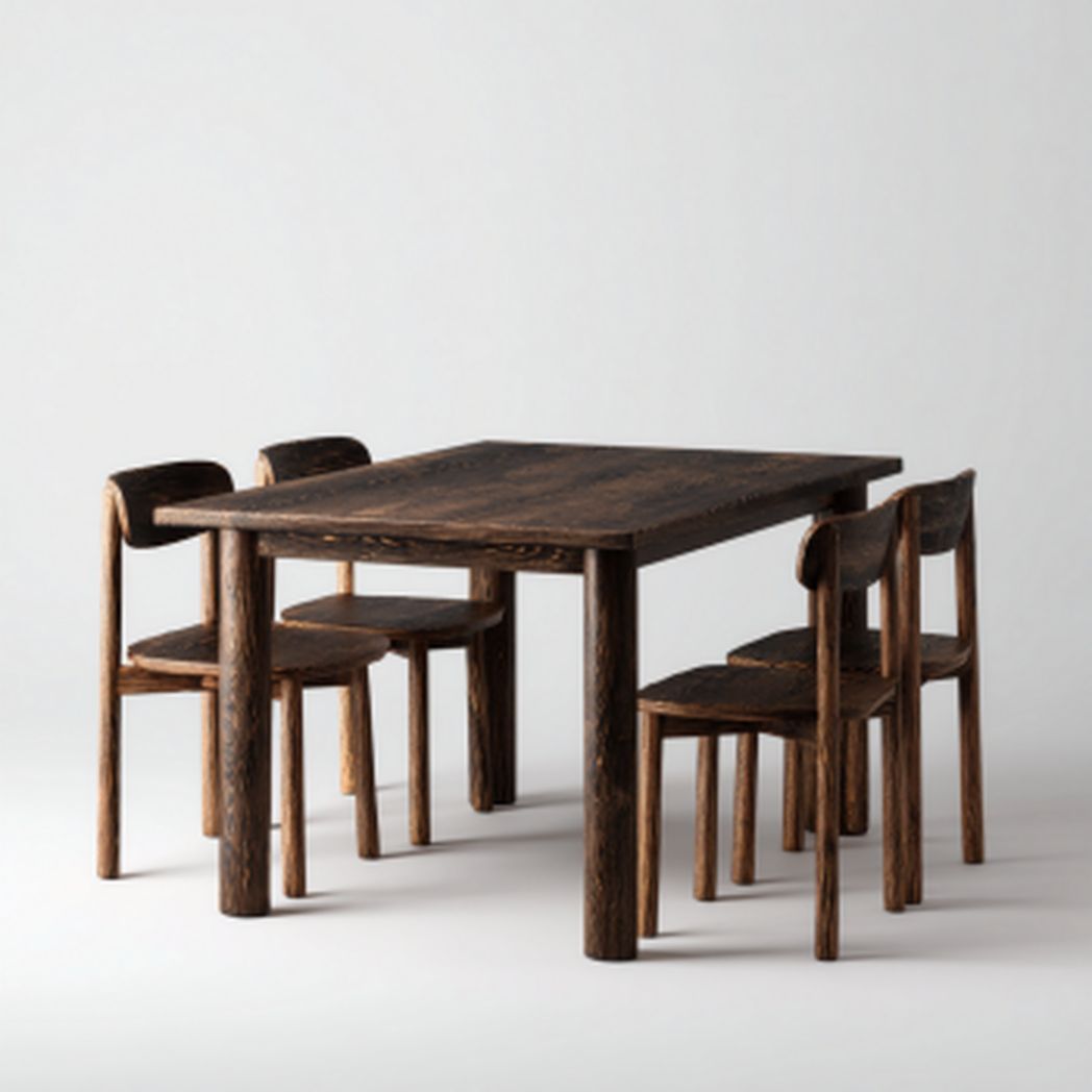 Esszimmertisch mit vier Stühlen aus massivem Holz 150 x 80 x 75