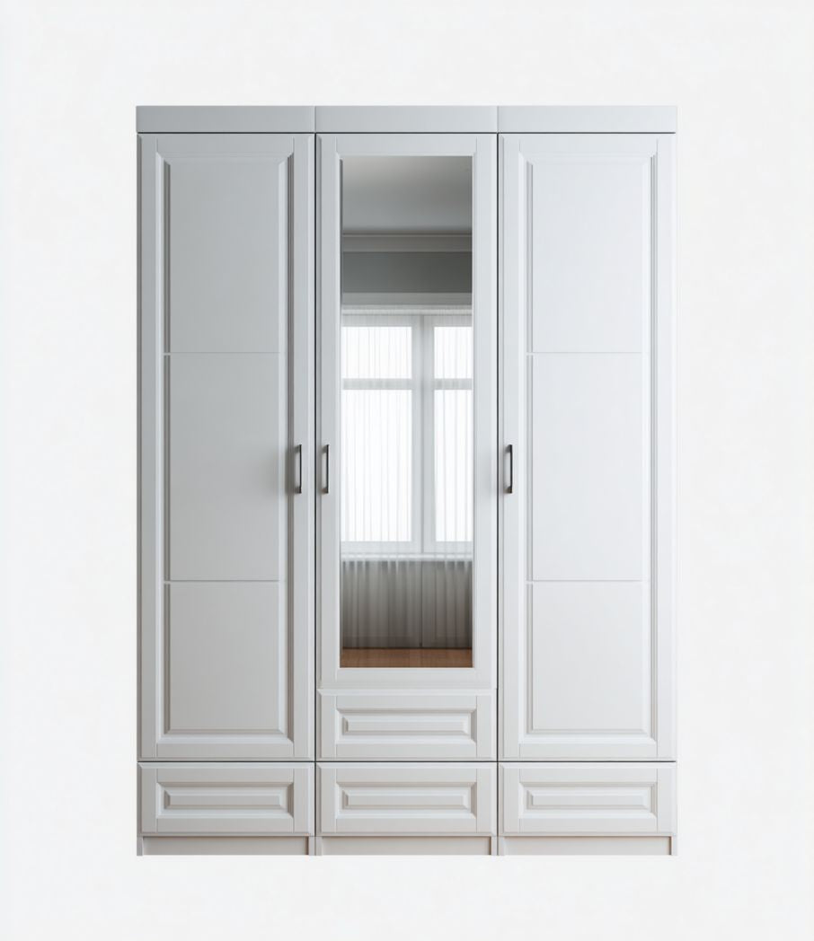 Kleiderschrank mit Spiegel und Schubladen aus Holz-200 x 100 x 60